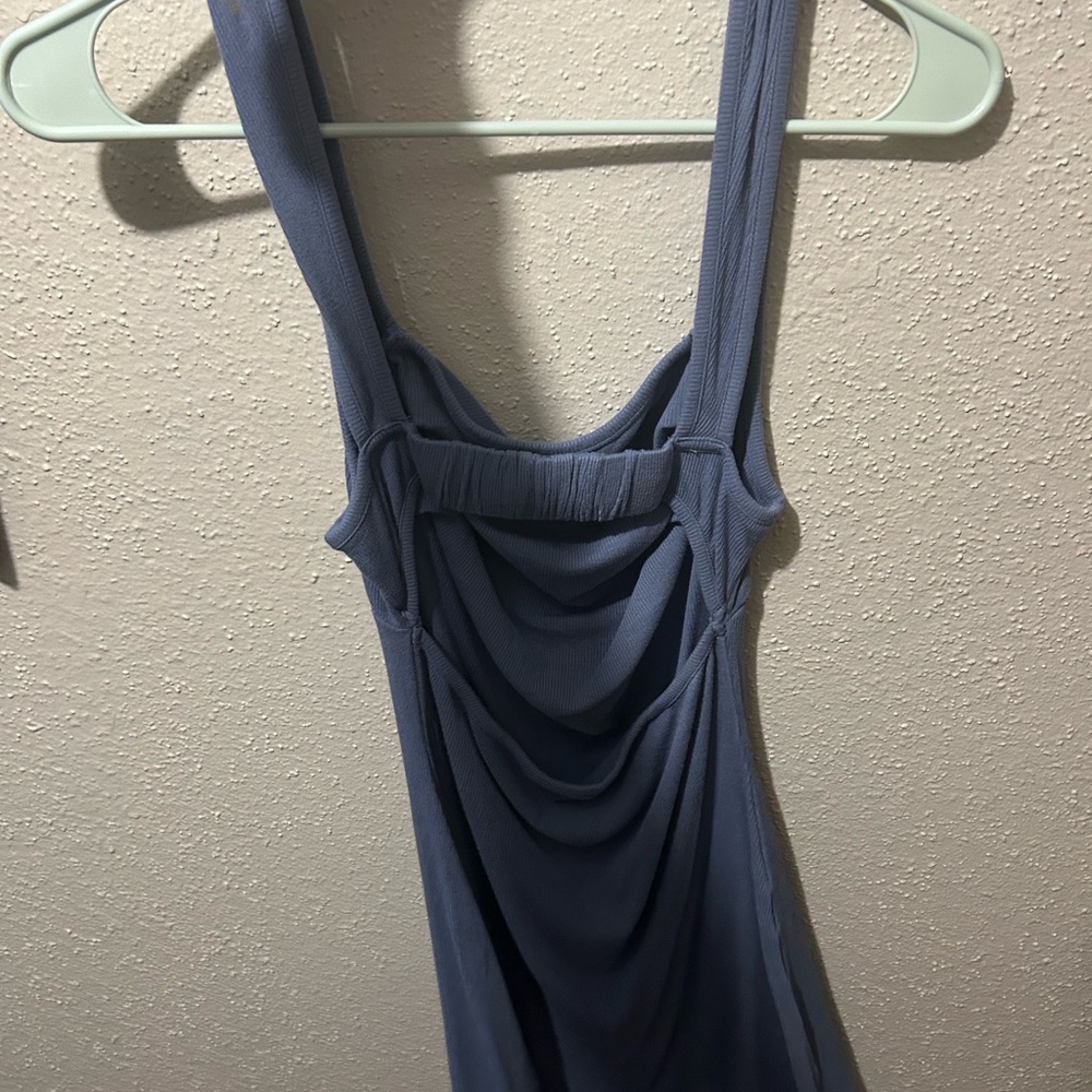 Elegant Backless Blue Dress